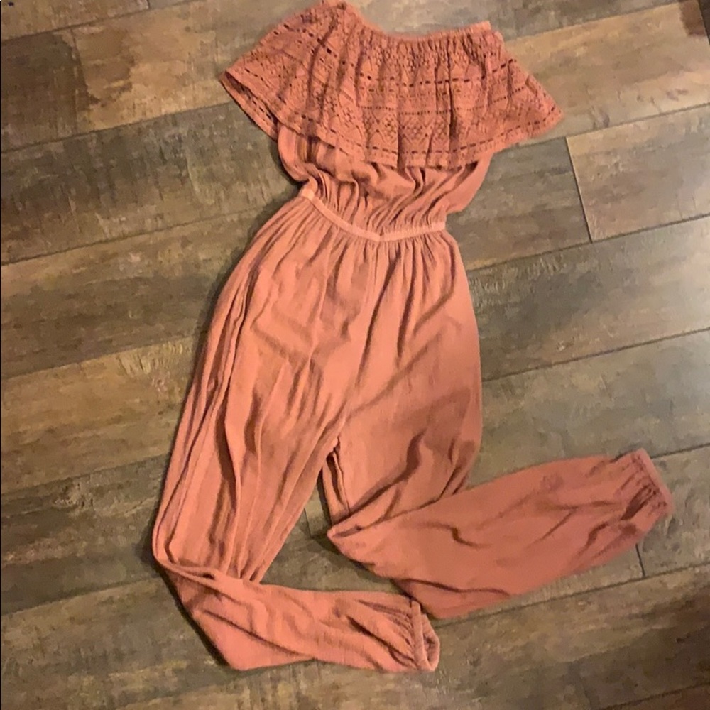 Crocheted off the shoulder billabong jumpsuit